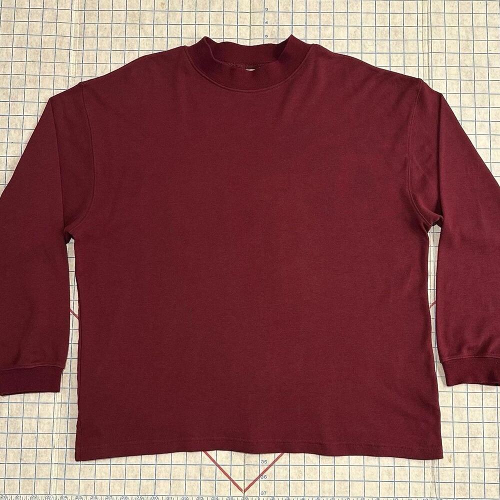 Vintage Y2K Long Sleeve Burgundy Red Mock Neck Shirt Large Cotton Bugle Boy